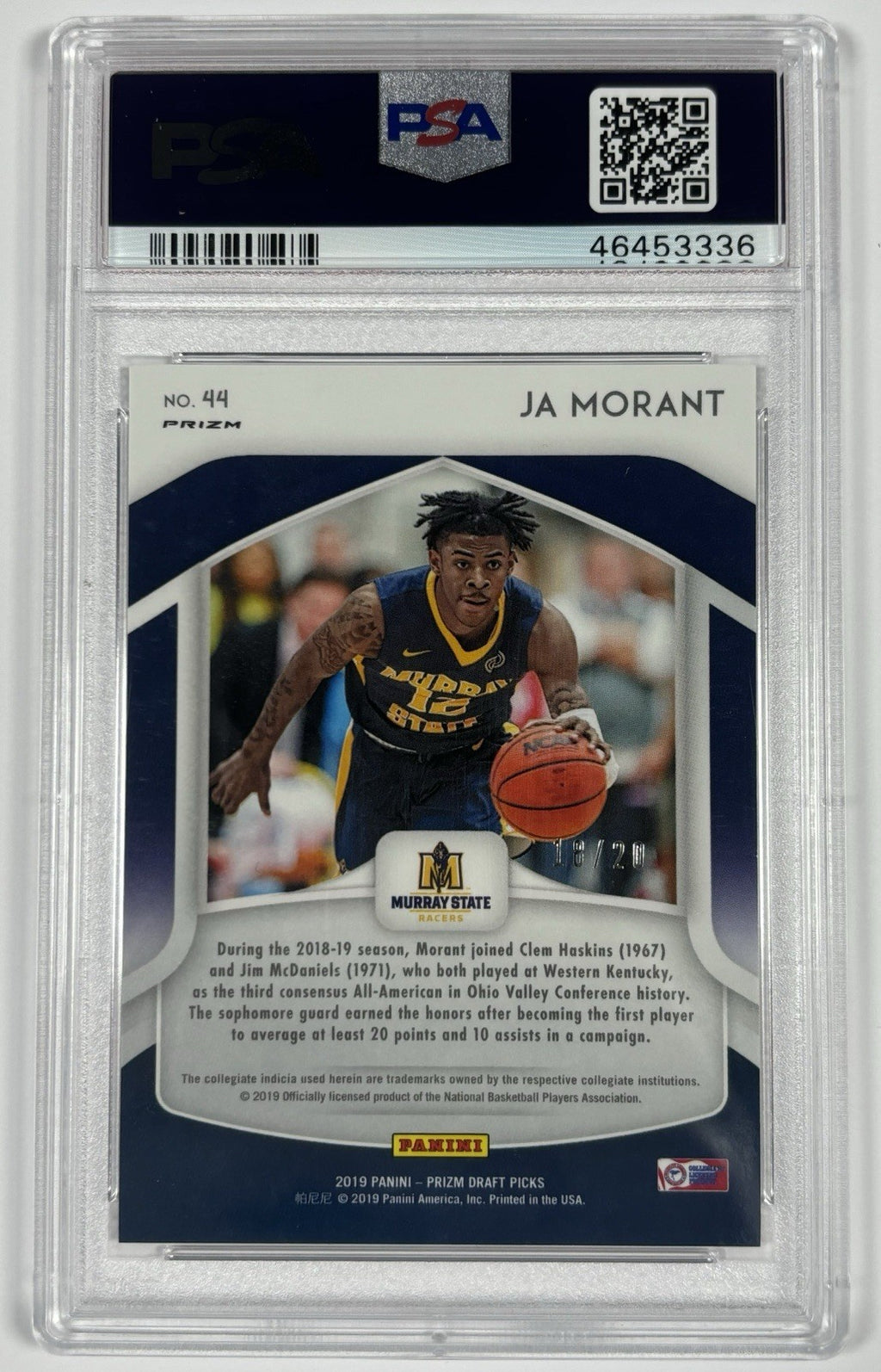 2019 PRIZM DRAFT PICKS JA MORANT #44 ALL AMERICANS ORANGE PULSAR PRIZM /20 PSA 9