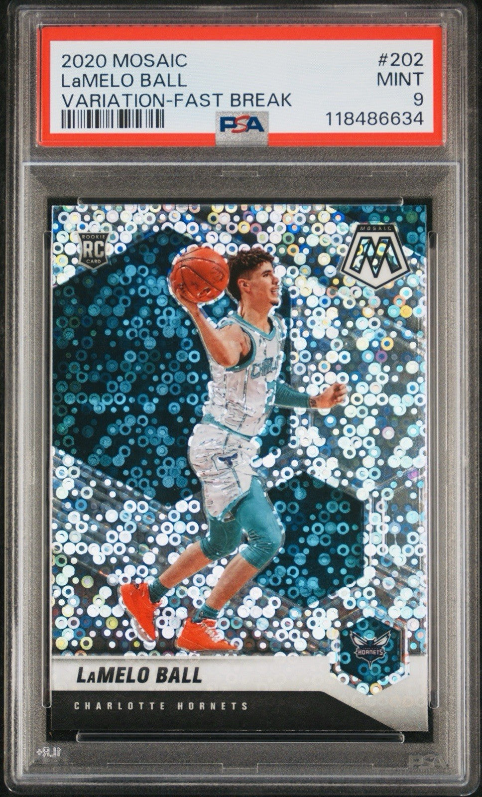 2020 MOSAIC LAMELO BALL #202 RC VARIATION-FAST BREAK PSA 9