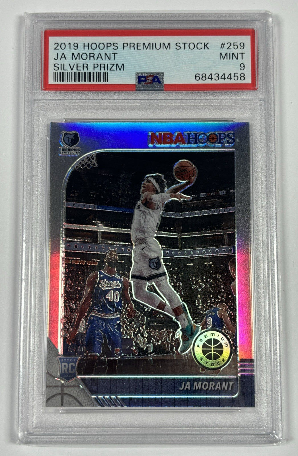 2019 NBA HOOPS PREMIUM STOCK JA MORANT #259 SILVER PRIZM PSA 9