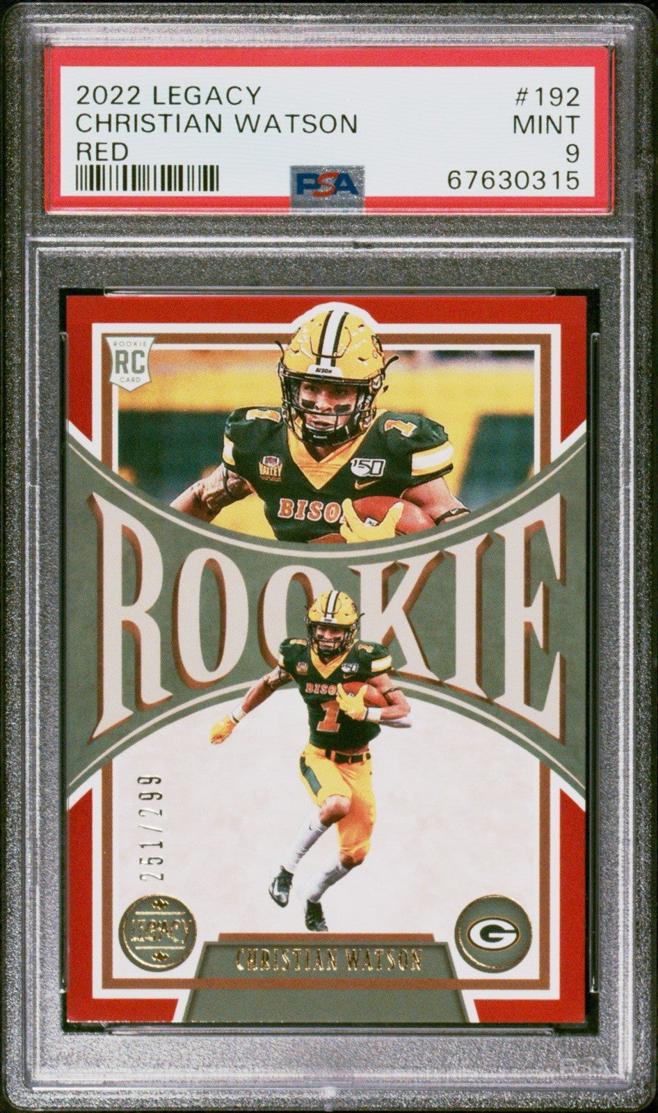 2022 LEGACY CHRISTIAN WATSON #192 RED ROOKIE /299 PSA 9