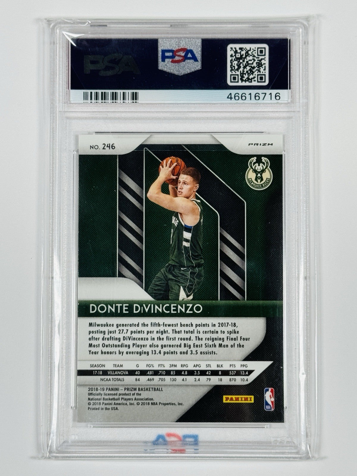 2018 PANINI PRIZM DONTE DIVINCENZO #246 SILVER PRIZM ROOKIE PSA 10