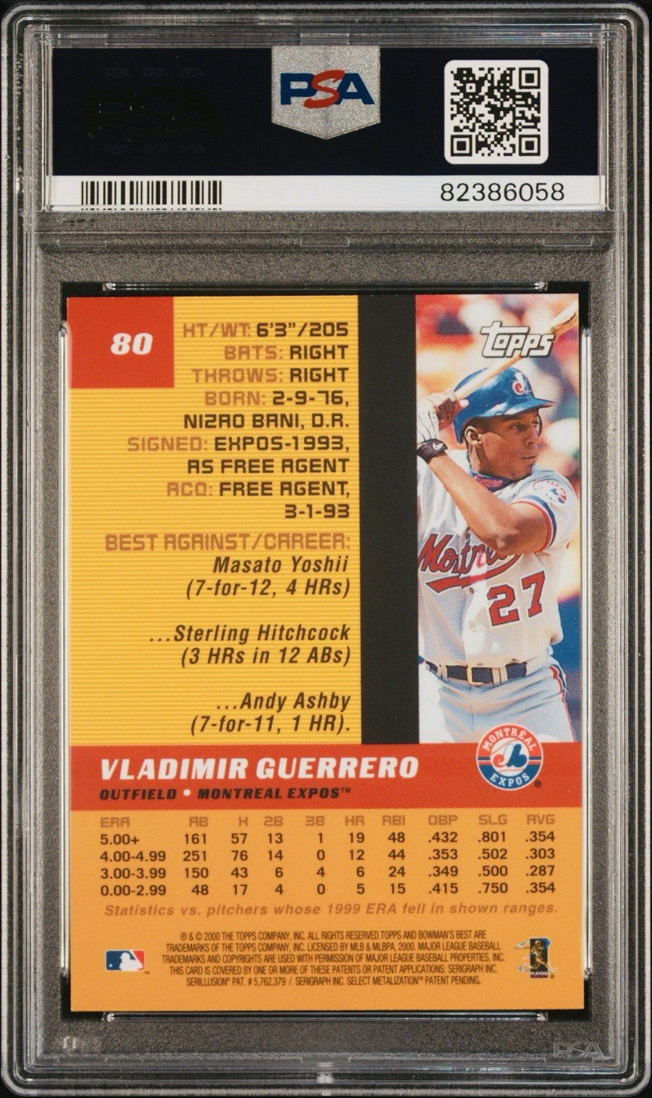 2000 BOWMANS BEST VLADIMIR GUERRERO #80 PSA 9