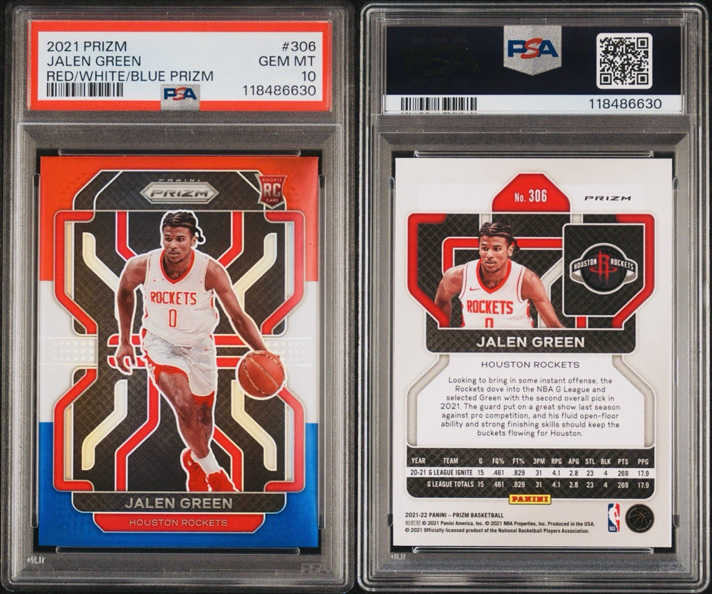 2021 PRIZM JALEN GREEN #306 RC RED WHITE BLUE PRIZM PSA 10