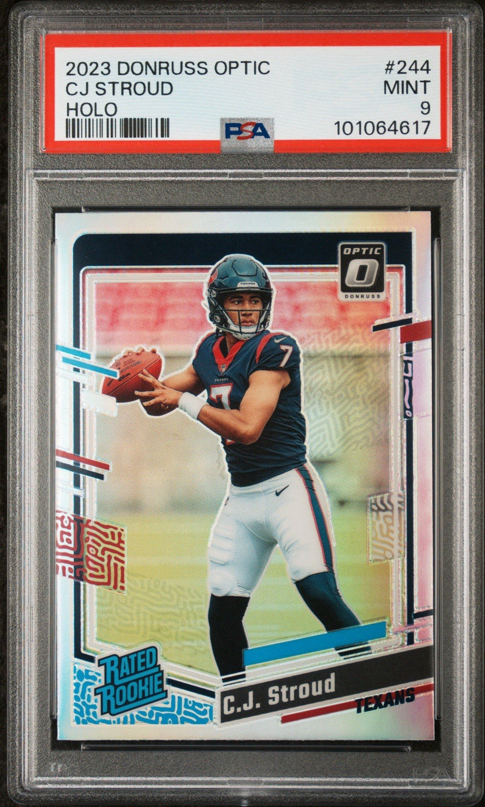 2023 DONRUSS OPTIC CJ STROUD #244 HOLO RATED ROOKIE PSA 9