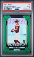 2024 PANINI PRIZM JAYDEN DANIELS EMERGENT GREEN PRIZM #2 PSA 9