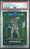 2021 OBSIDIAN GIANNIS ANTETOKOUNMPO #34 MAGNITUDE ELECTRIC ETCH GREEN /25 PSA 9