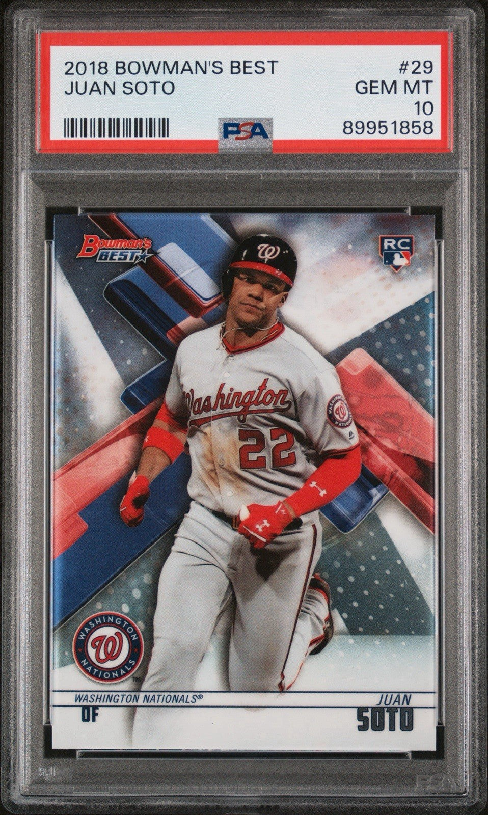 2018 BOWMAN’S BEST JUAN SOTO #29 ROOKIE PSA 10