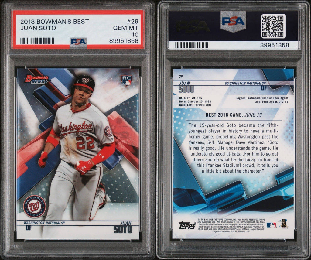 2018 BOWMAN’S BEST JUAN SOTO #29 ROOKIE PSA 10