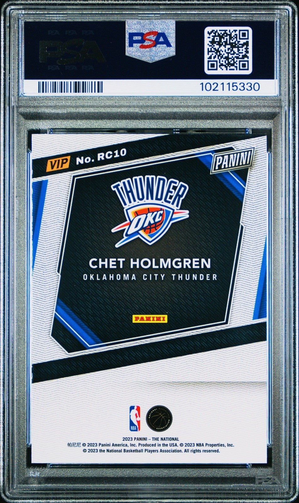 2023 PANINI NSCC VIP GOLD CHET HOLMGREN #RC10 ROOKIES PSA 10