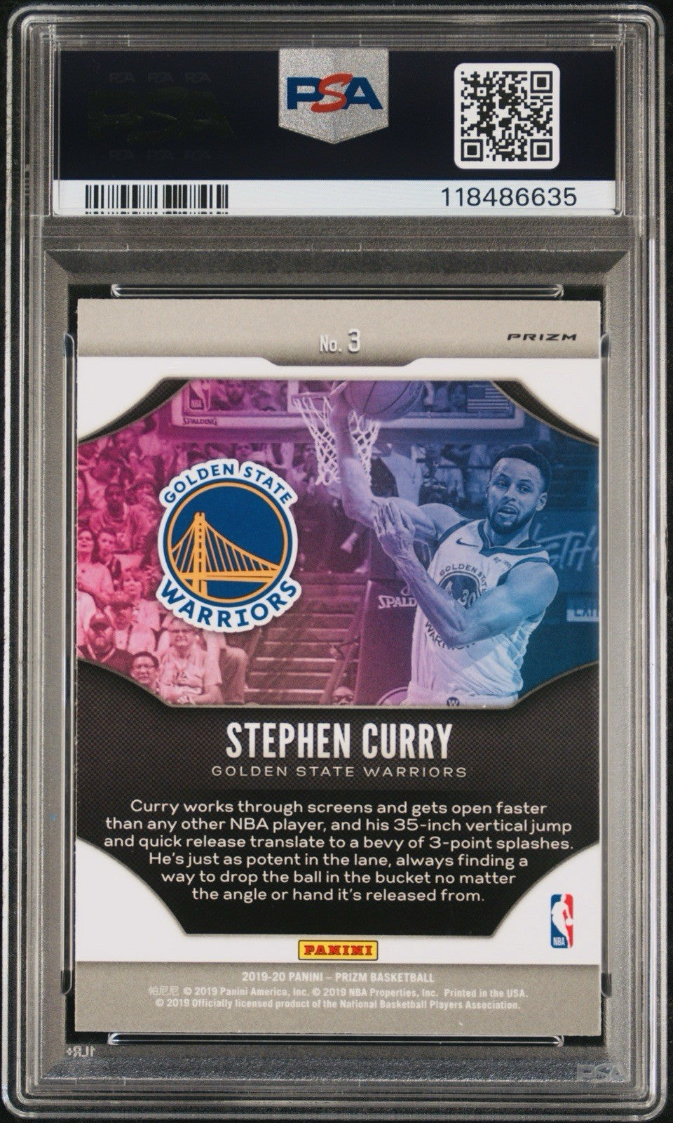 2019 PANINI PRIZM STEPHEN CURRY #3 FIREWORKS SILVER PRIZM PSA 10