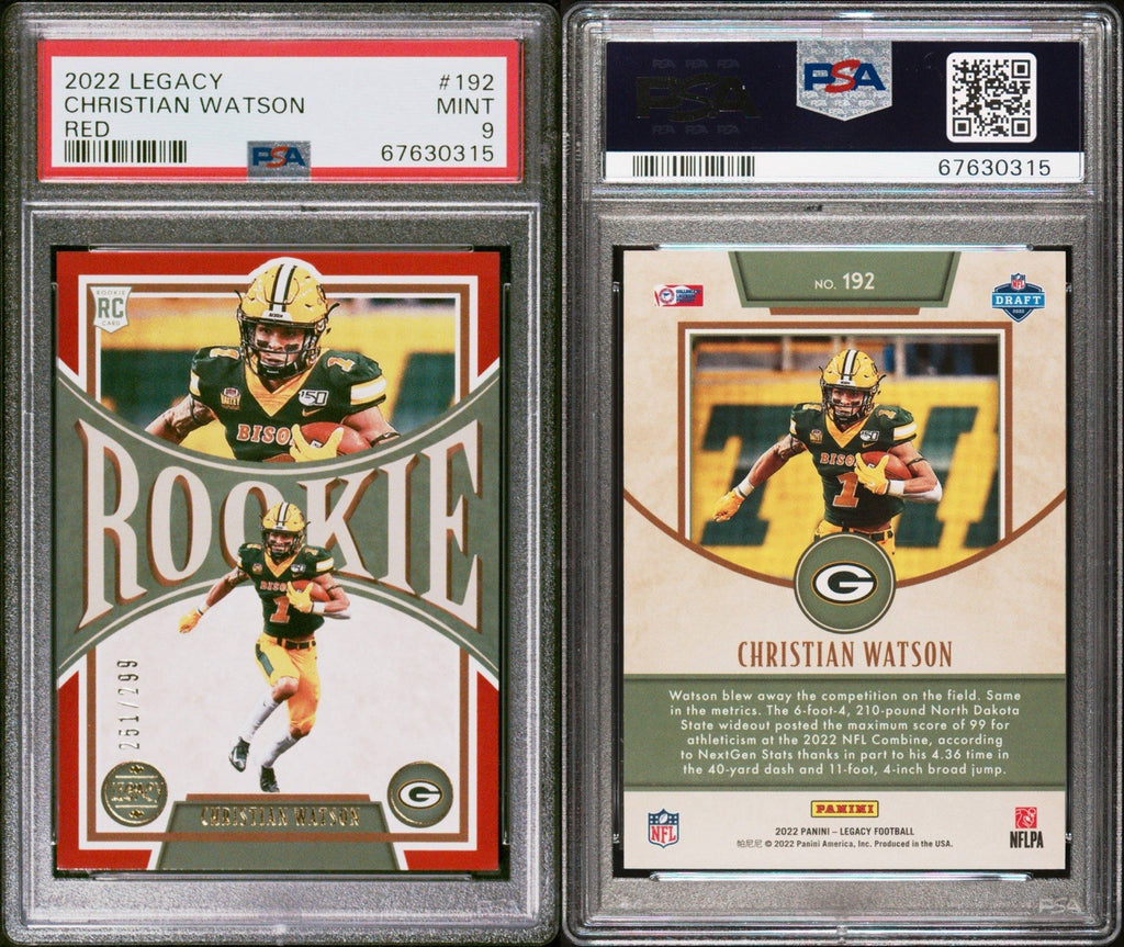 2022 LEGACY CHRISTIAN WATSON #192 RED ROOKIE /299 PSA 9
