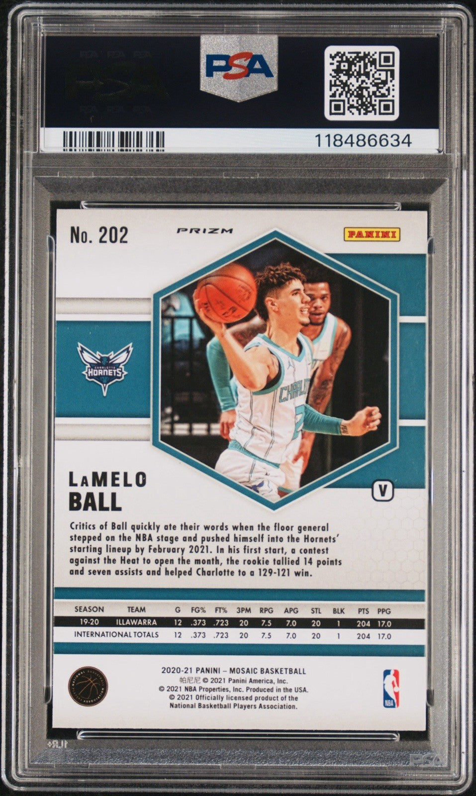 2020 MOSAIC LAMELO BALL #202 RC VARIATION-FAST BREAK PSA 9
