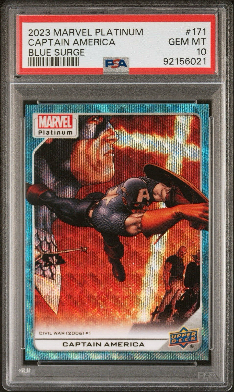 2023 MARVEL PLATINUM CAPTAIN AMERICA #171 BLUE SURGE PSA 10 POP 2