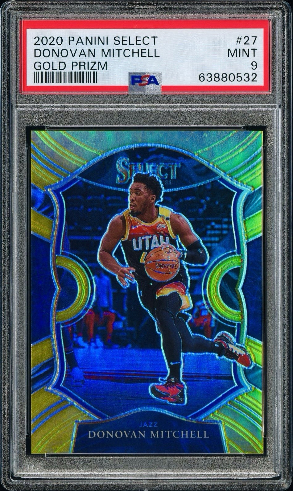 2020 PANINI SELECT DONOVAN MITCHELL #27 GOLD PRIZM /10 PSA 9 POP 2
