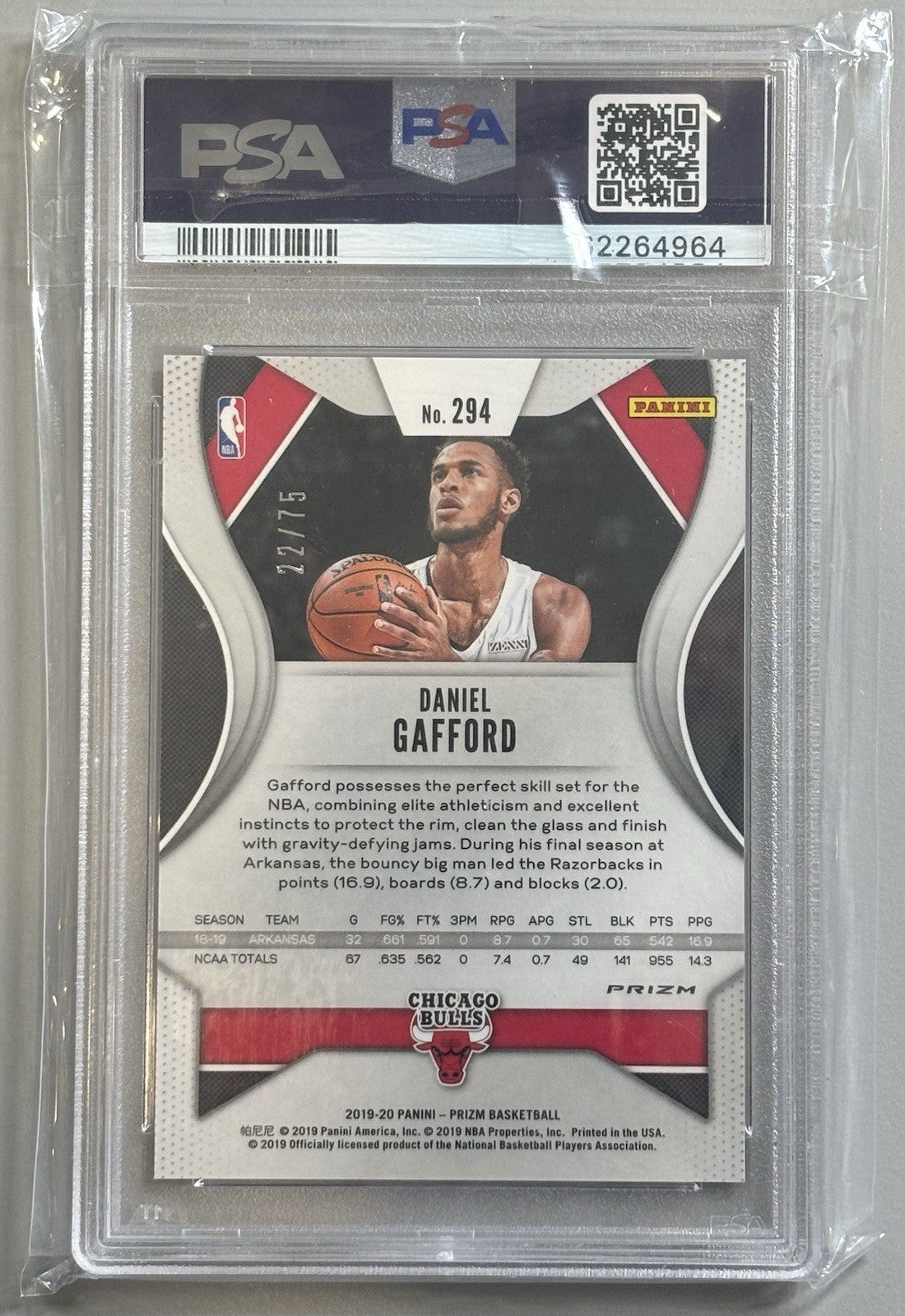 2019 PANINI PRIZM FAST BREAK PURPLE DANIEL GAFFORD #294 PSA 9