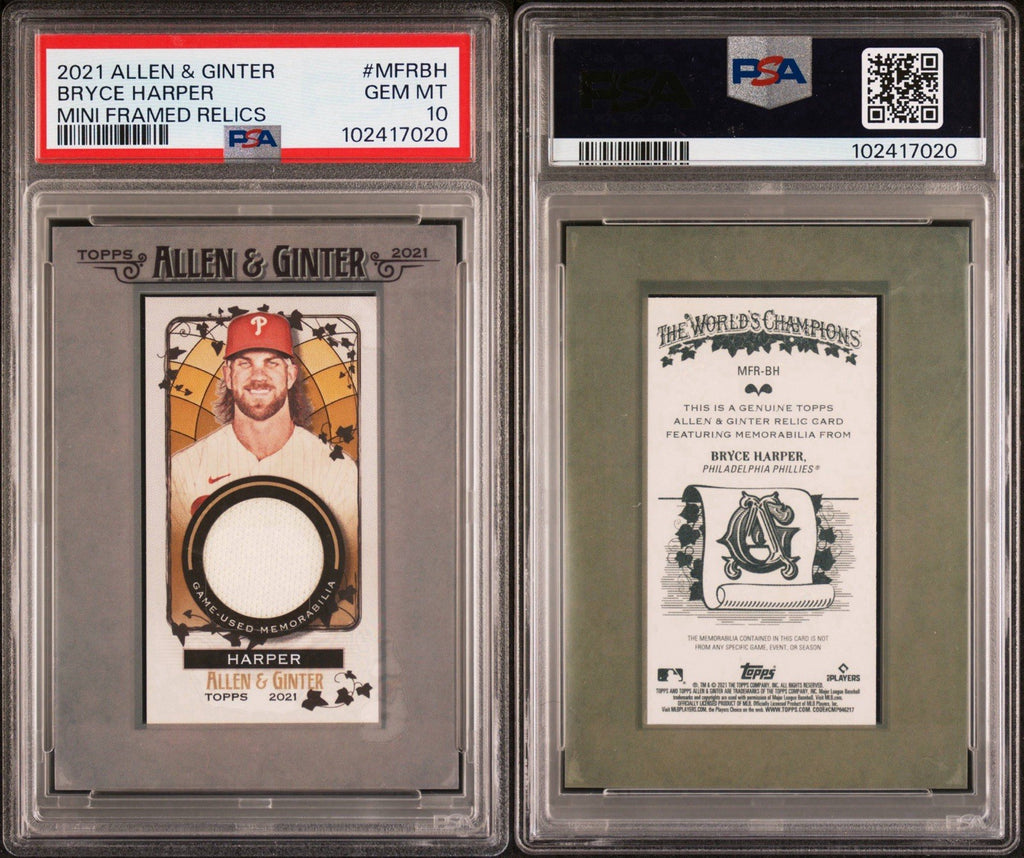 2021 ALLEN & GINTER BRYCE HARPER #MFRBH MINI FRAMED RELICS PSA 10 POP 2!