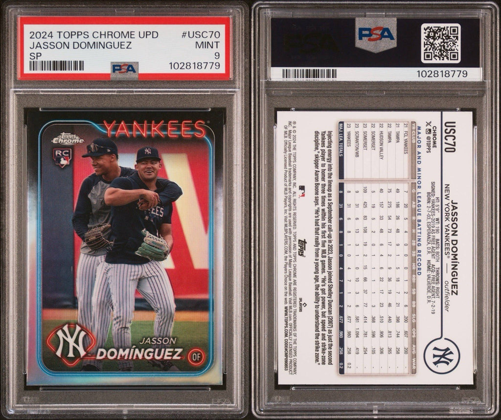 2024 TOPPS CHROME UPD JASSON DOMINGUEZ #USC70 SP ROOKIE PSA 9